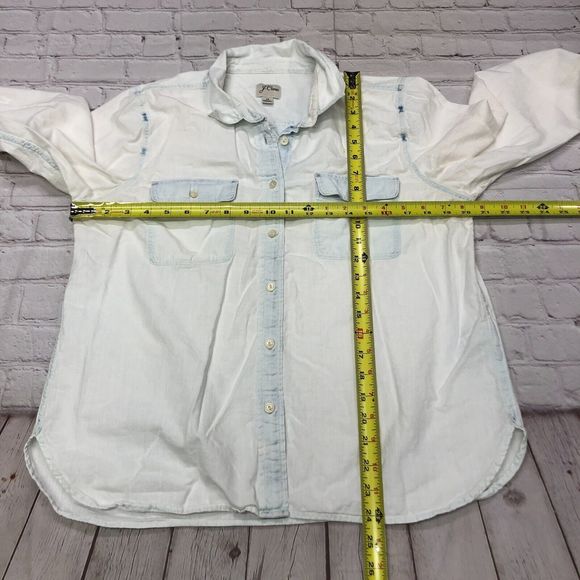 J Crew Women Bleached-out chambray Shirt Blouse Top Size 14 Cotton B239 -2 - Picture 2 of 16